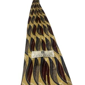 Givenchy Gold and Brown Wave Pattern Tie